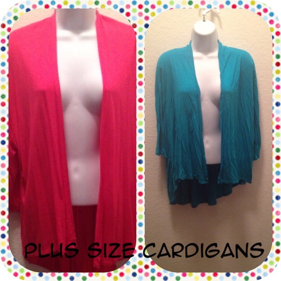 Delirious pink & teal blue cardigan 3/4 sleeves 3x