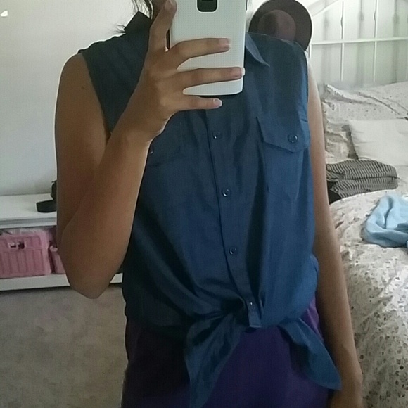 Dark Denim Tie Tank Top