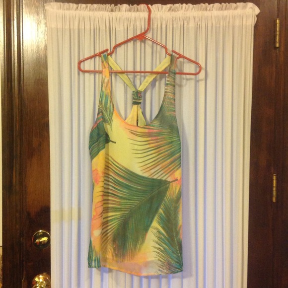 Tropical print racer back tank top!