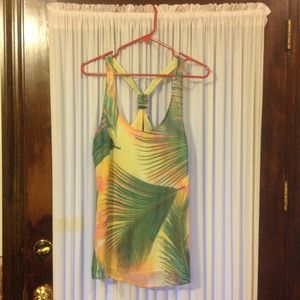 Tropical print racer back tank top!