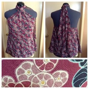 Burgundy chiffon top.