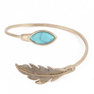 Turquoise and Leaf Cuff Bracelet