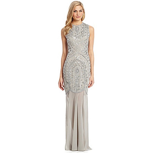 JS COLLECTIONS Dresses & Skirts - Silver embellished chiffon gown