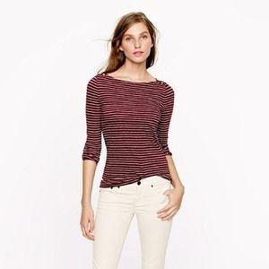 J.Crew Burgundy Stripe Painter Tee