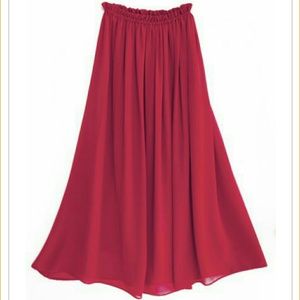 Chiffon Vintage Maxi Skirt Red