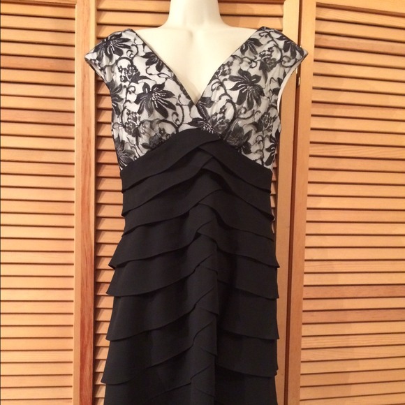Lace and Ruffle Black Dress