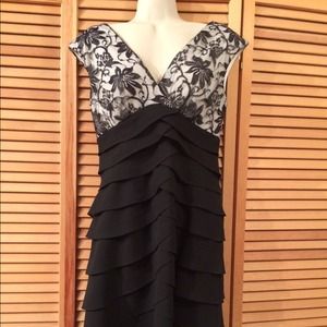 Lace and Ruffle Black Dress