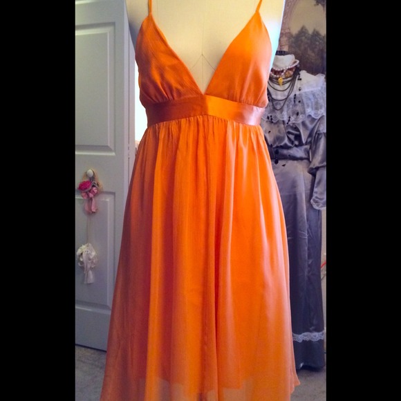Beautiful orange chiffon dress NWOT