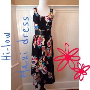 ❌sold❌Water color flower hi-low maxi dress