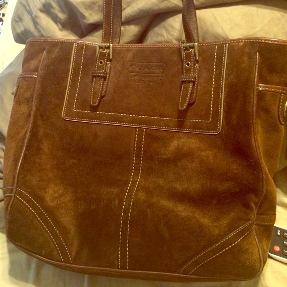 Coach Handbags - Suede Coach large tote
