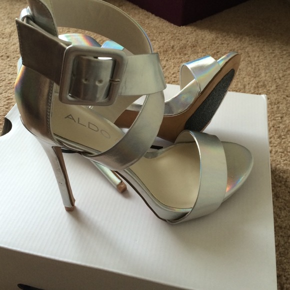 Silver metallic heels
