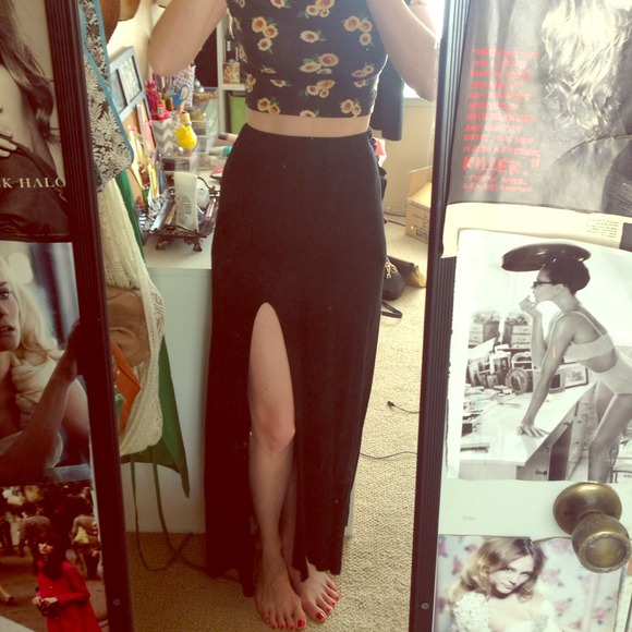 Brandy Melville High Waisted Maxi Skirt with Slit