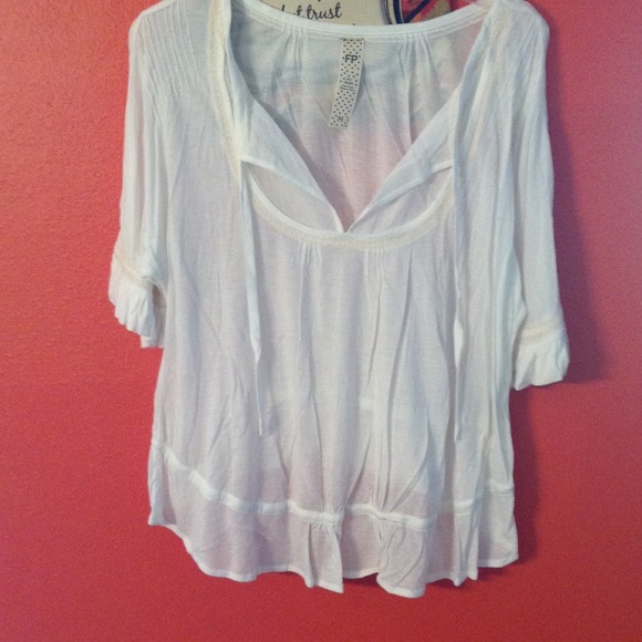 Free People Tops - White blouse with ivory lace