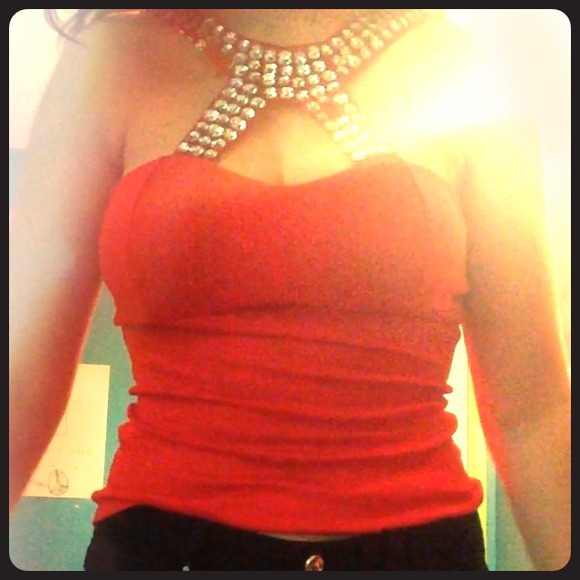 Fancy red sequined top!