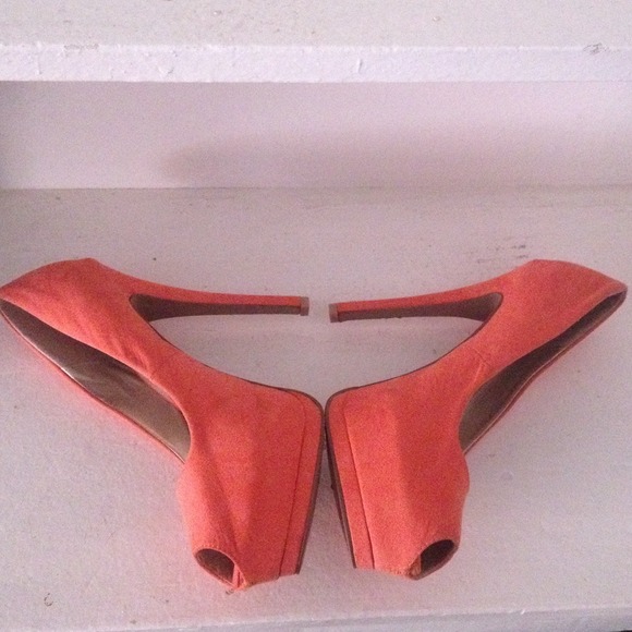 Charlotte Russe coral peep toe pumps. (Size 10) - Picture 3 of 4