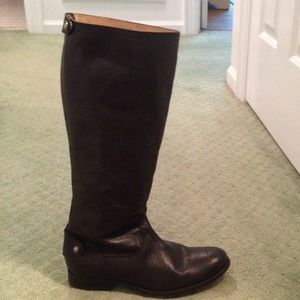 Frye Melissa Button Back Zip Black Riding Boots