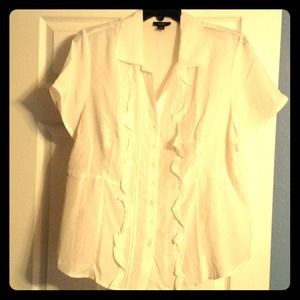 Poetic white ruffle silk shirt, elegant and cool