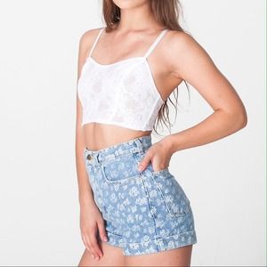 American apparel floral high waist jean shorts 27