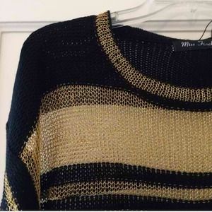 Miss Finch Tops - Black and gold chainmail sweater Miss Finch Tops - Black and gold chainmail sweater