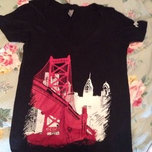 Black Philadelphia V Neck