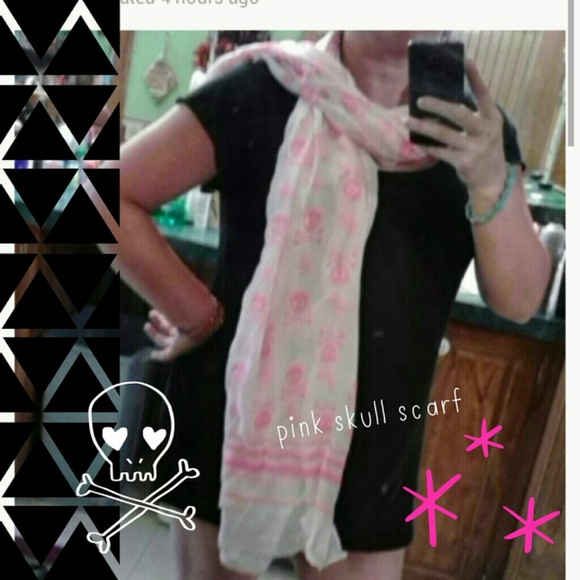 Pink skull and butterfly scarf