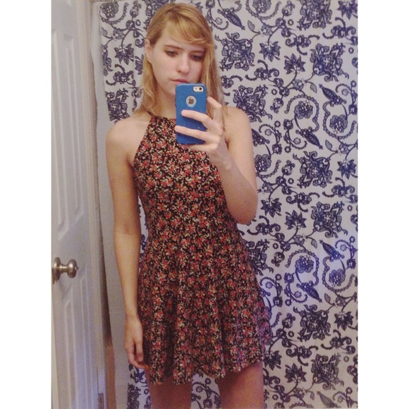 XS high neck 90s style grunge dress floral