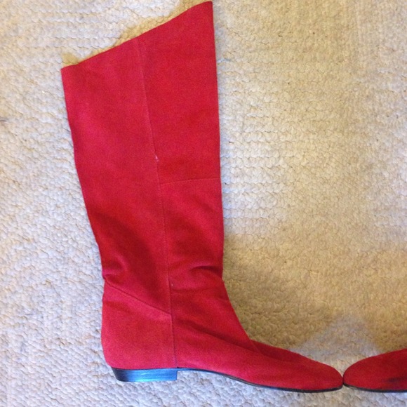 Red suede boots