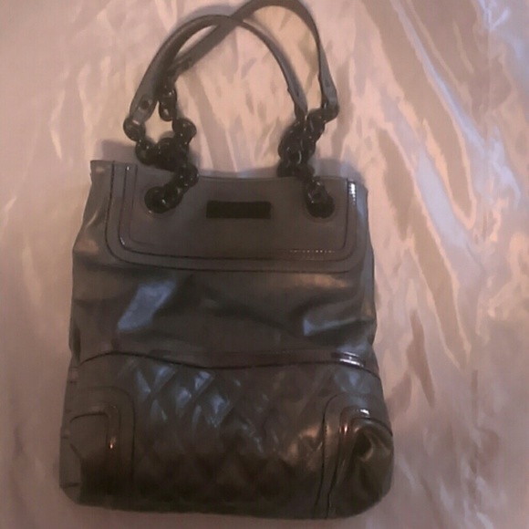 SimplyVera Vera Wang Charcoal Faux Leather Purse