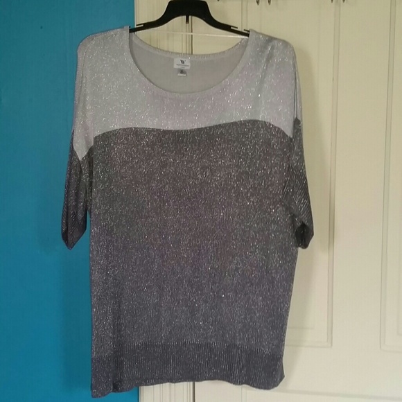 Worthington Two Toned Silver Sparkle Sweater