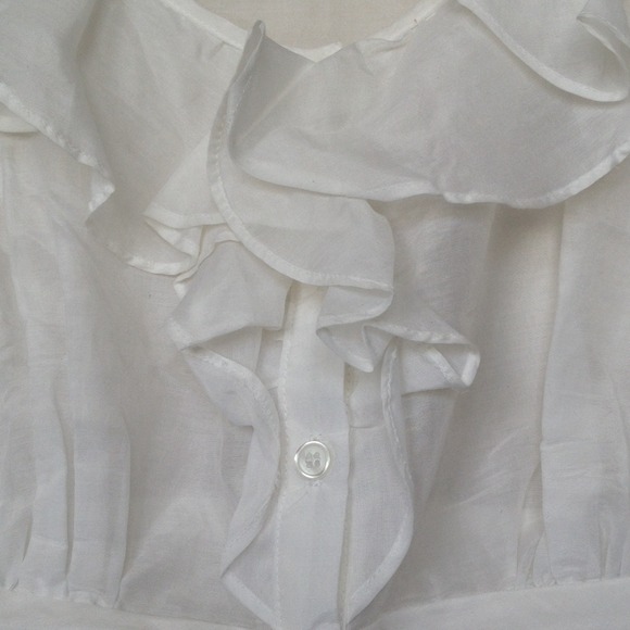 White ruffled button down - Picture 3 of 4
