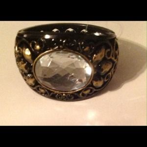 Wooden Bracelet with Clear Stone