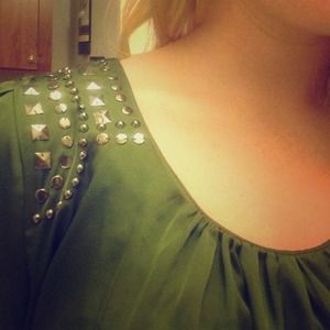 Olive green studded shirt. 💚