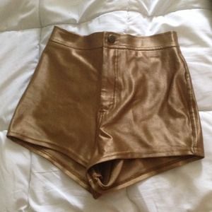American Apparel gold disco shorts