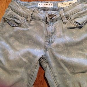 Floral printed denim jeans(: