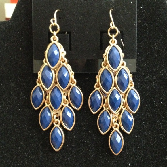 Blue Gold Statement Earrings