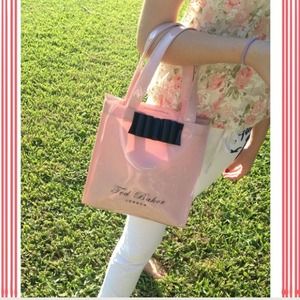 Glossy pink ted baker tote