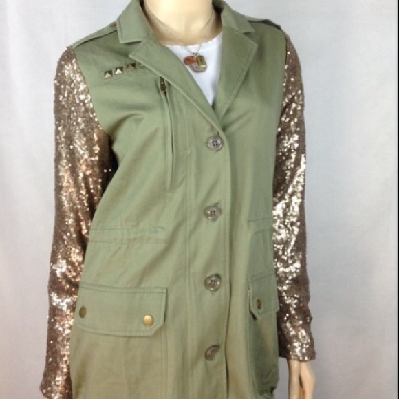 Jackets & Blazers - Sequined Olive Green Jacket