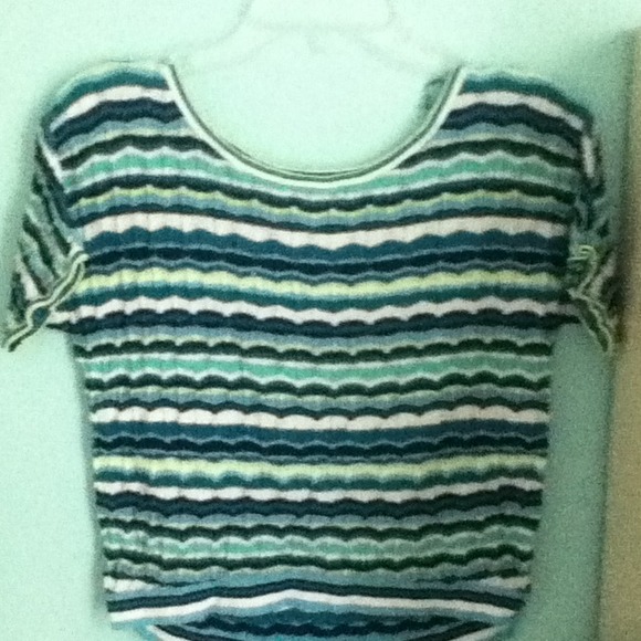 Blue and green and white crop top