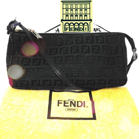 + SOLD + FENDI Monogram Baguette Purse w Dust Bag