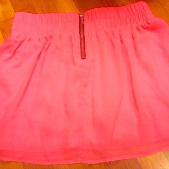 High waisted pink neon skater skirt