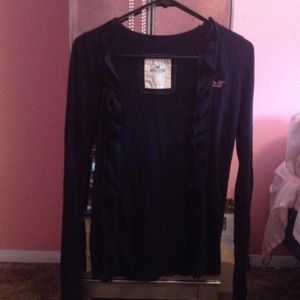 Hollister navy cardigan with ruffles