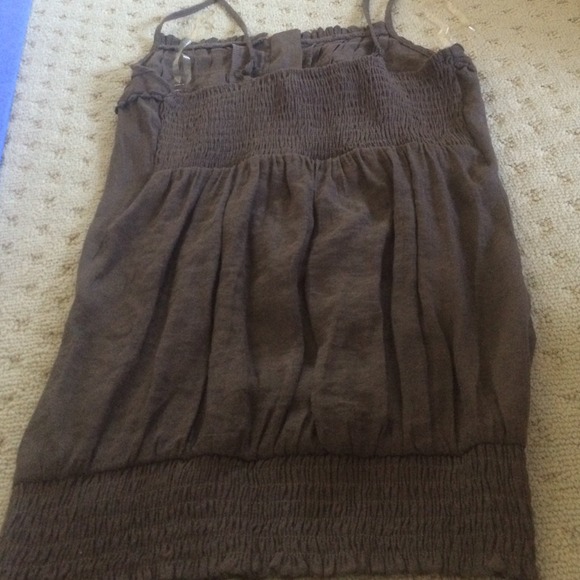 Cute brown summer top. Adjustable straps. small. Square neckline. Elastic waist - Picture 3 of 4