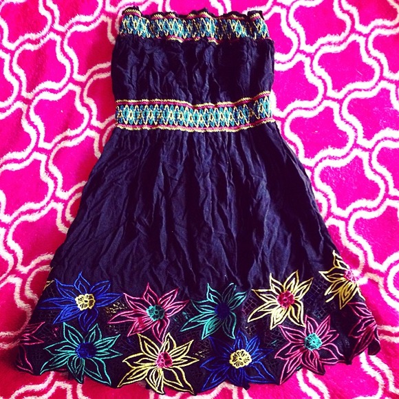 Strapless Floral Ruffle Dress - Picture 1 of 1