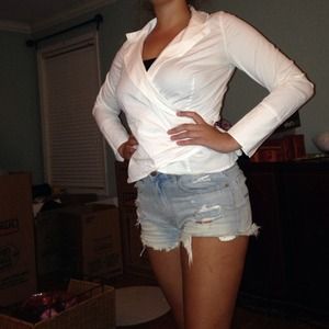 White wrap around long sleeve shirt