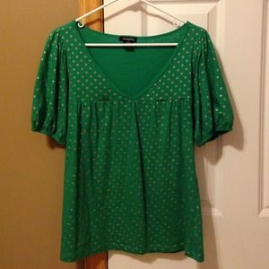 Green & gold pok-a-dot top