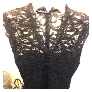 Black lace mini dress.