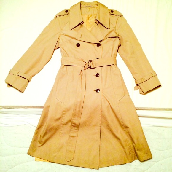 Tan Trench Coat Beige / Petite Size Small 8