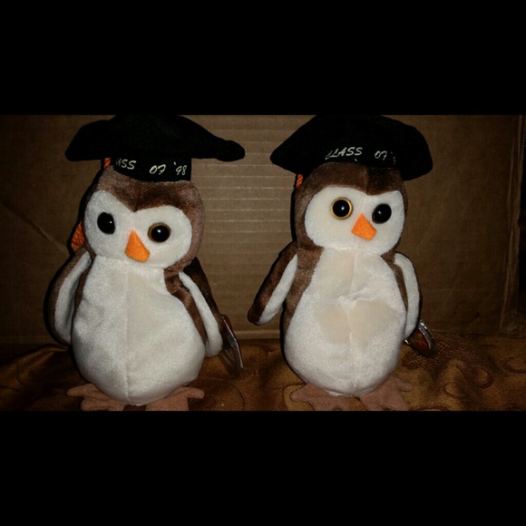 2 TY BEANIE BABY OWL WISE CLASS 07 98" - Picture 2 of 5