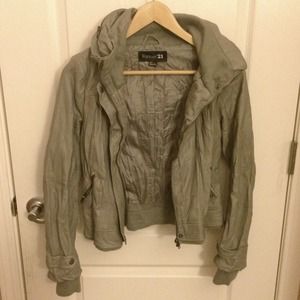 Gray leather jacket