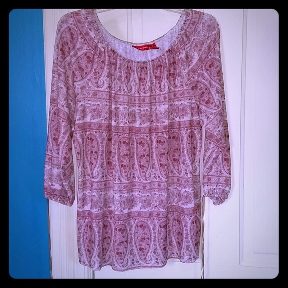 Gloria Vanderbilt Peasant Paisley Top